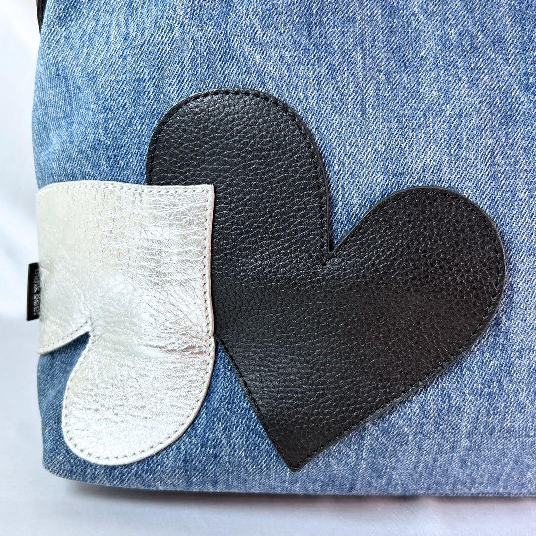美品 シンクビー ワンショルダーバッグ スプマンテブルー デニム ハート
