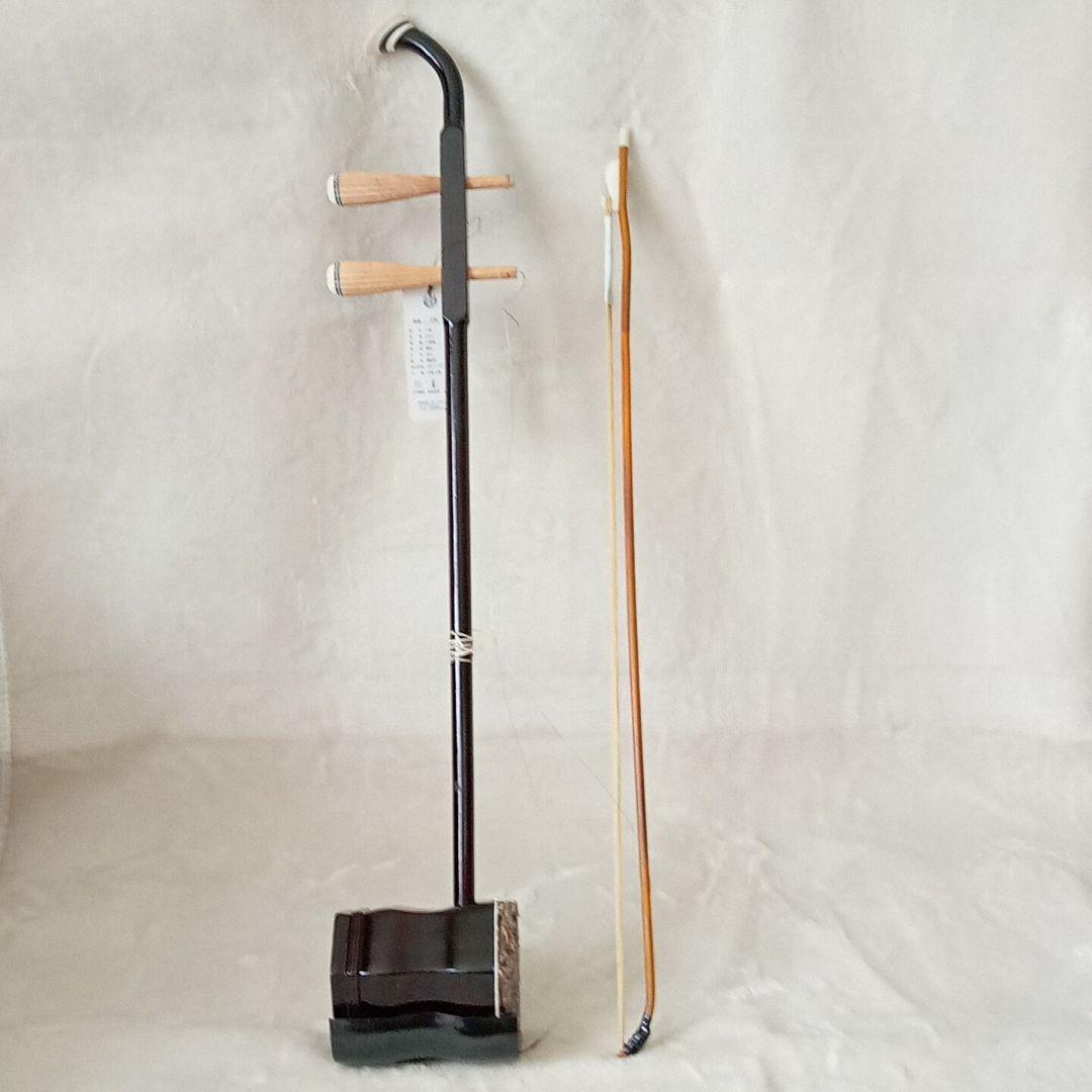 【美品】二胡&弓 楽器 中国上海 タグ付 本皮