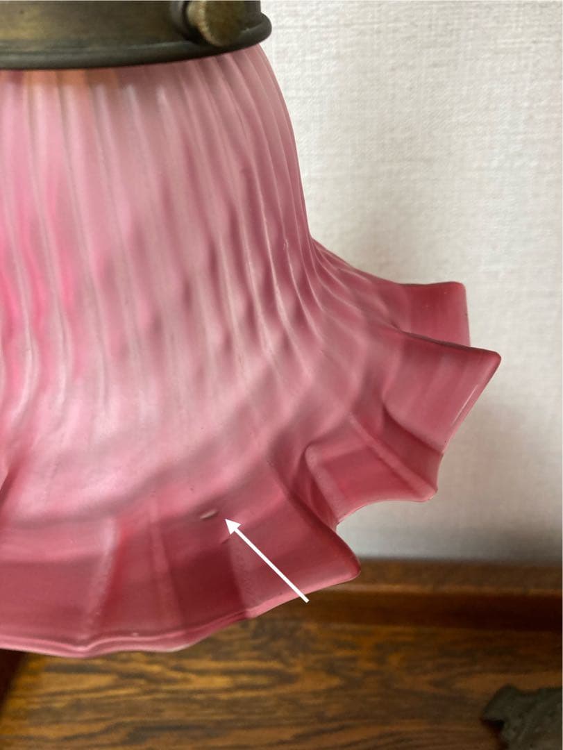 アンティーク☆磨りガラスシェード テーブルランプ＊欠けあり