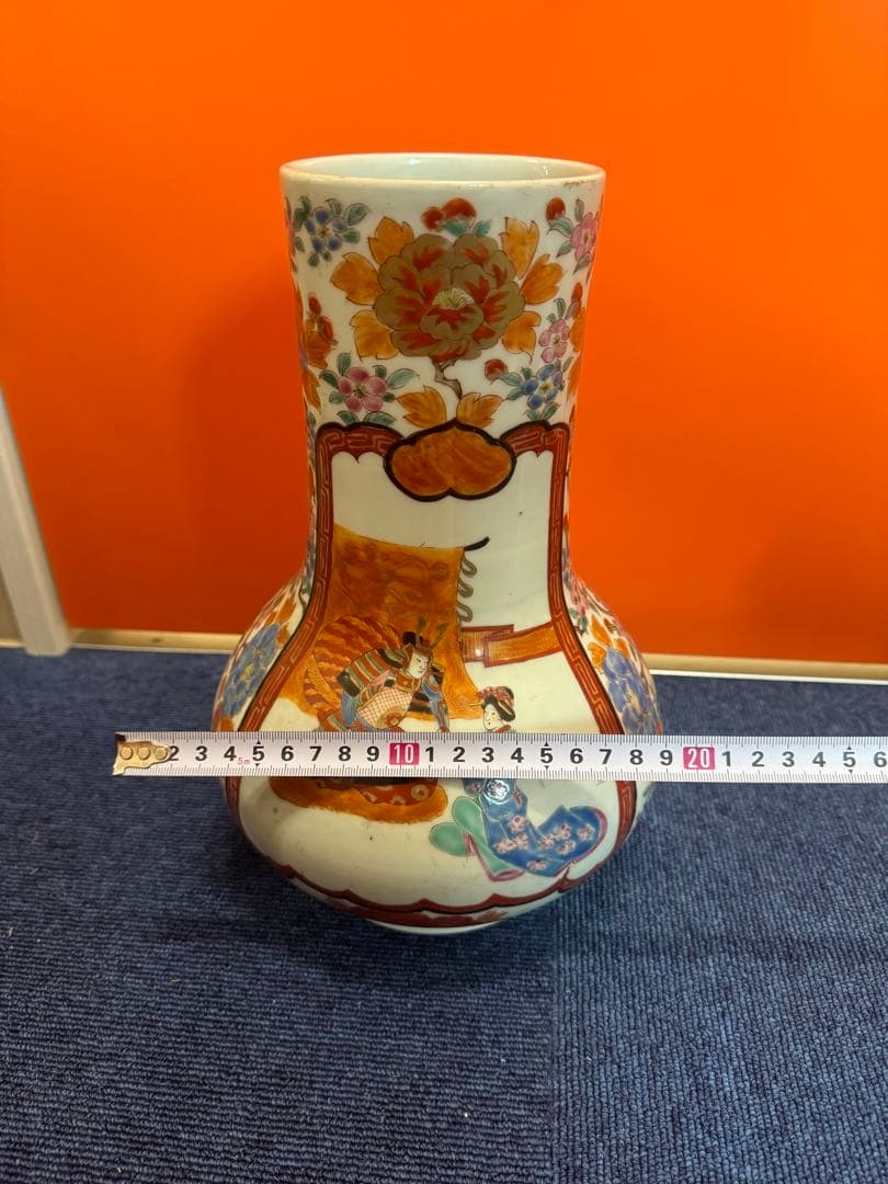1595 古伊万里 色絵 江戸時代風俗図　花瓶　時代物