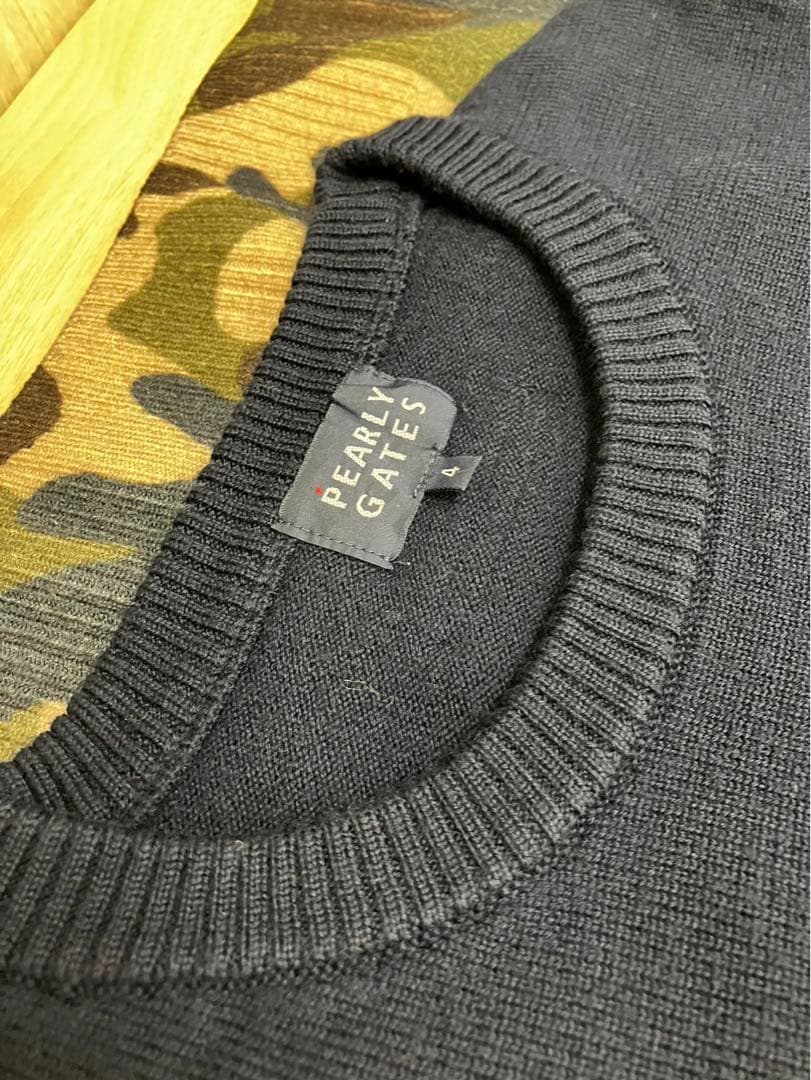 美品 パリーゲイツ メンズ ニット セーター カモフラージュ ネイビー