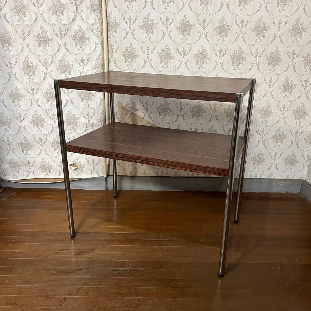 【アンティーク】アイアン 電話台 2段ラック キャビネット 飾り棚 古家具