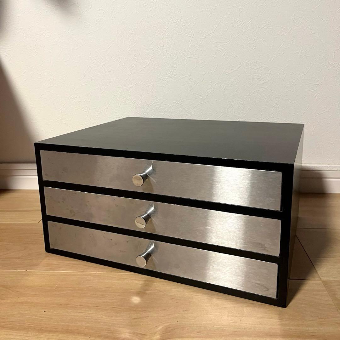 ミッドセンチュリー　3層収納BOX 引き出し式　ステンレス