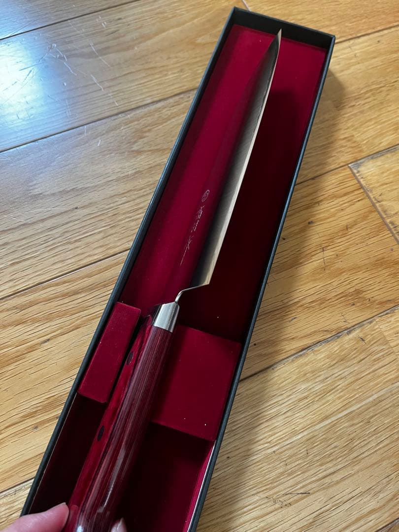 高村刃物製作所　三徳包丁　SG2粉末ハイス鋼　赤洋柄170mm