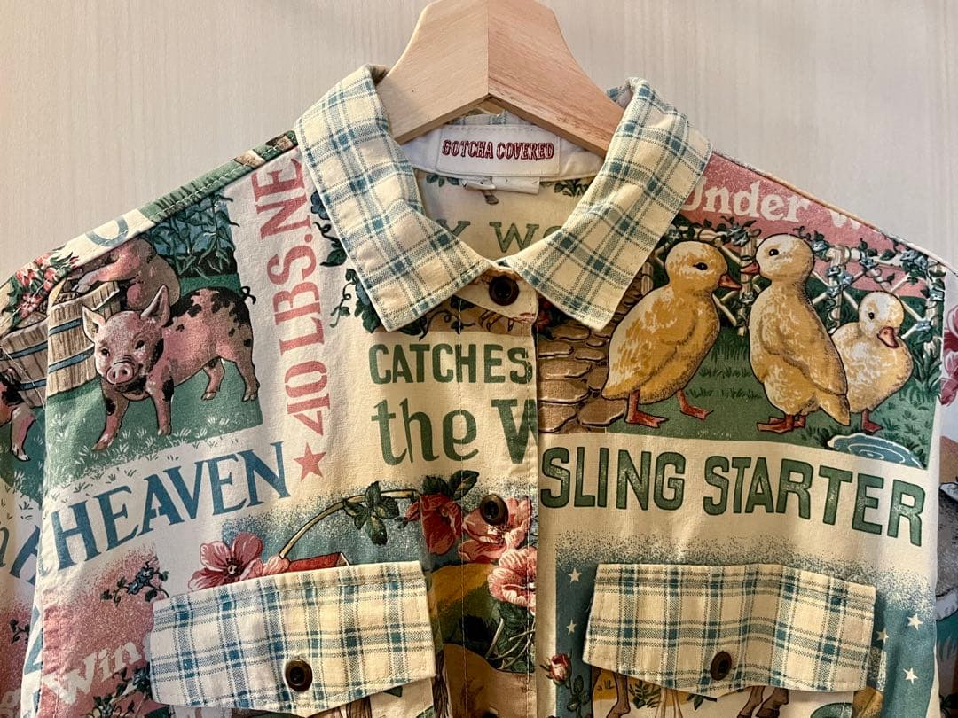 海外古着　動物プリント 半袖シャツ