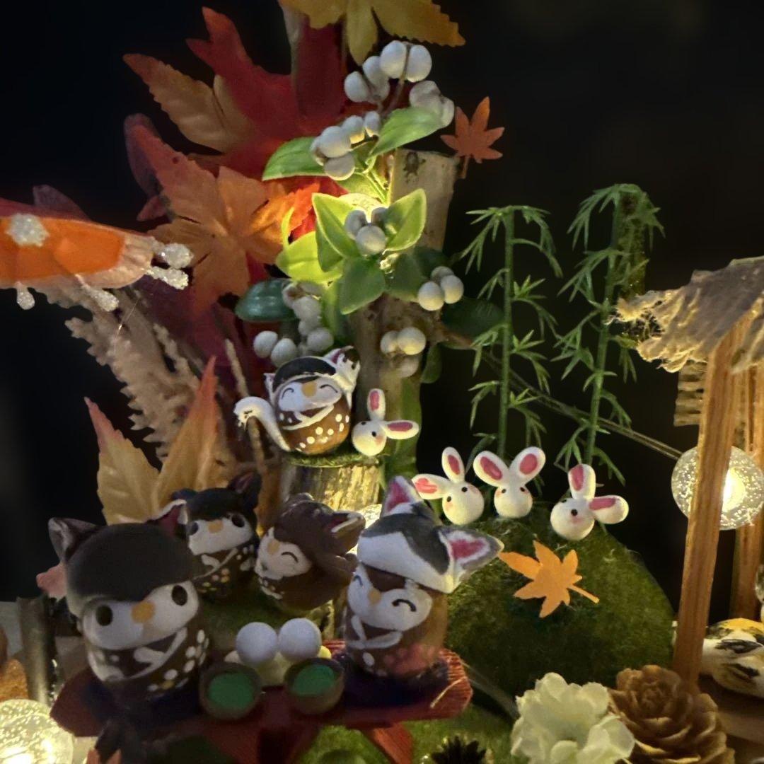 どんぐりアート♡お月見＆Halloweenねこ帽子BIGオブジェ♡