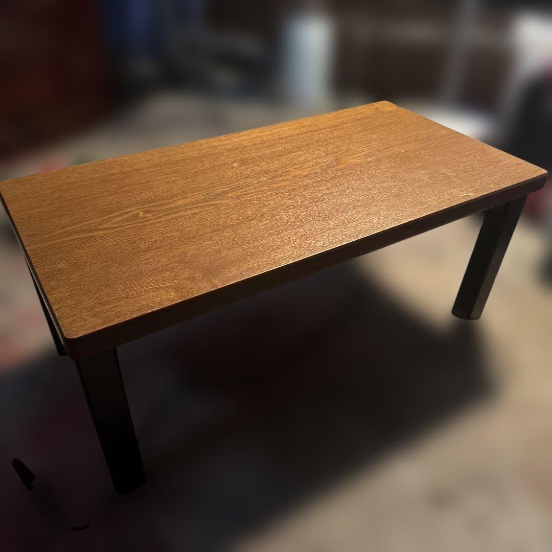 アンティーク　昭和レトロ　ブラウン木製長方形テーブル　折りたたみ