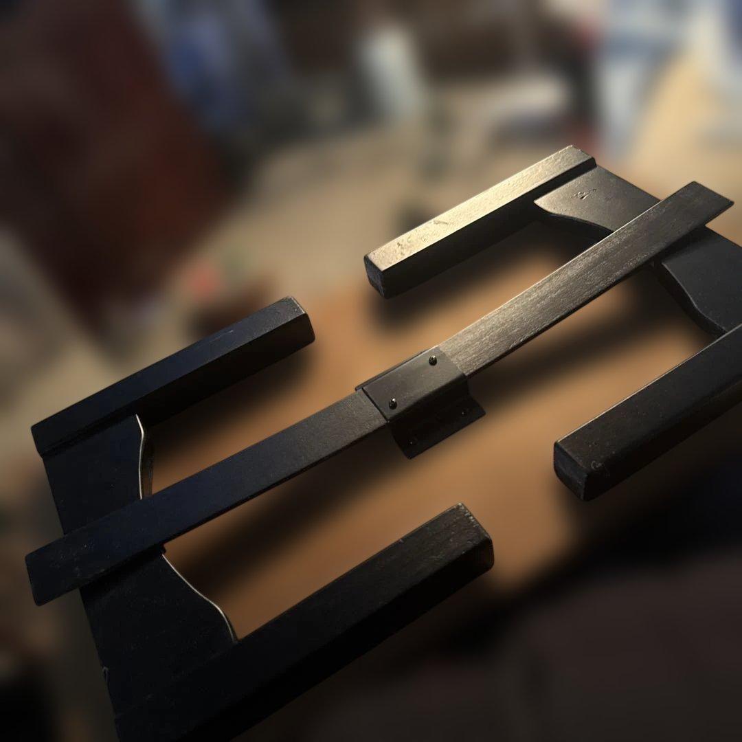 アンティーク　昭和レトロ　ブラウン木製長方形テーブル　折りたたみ