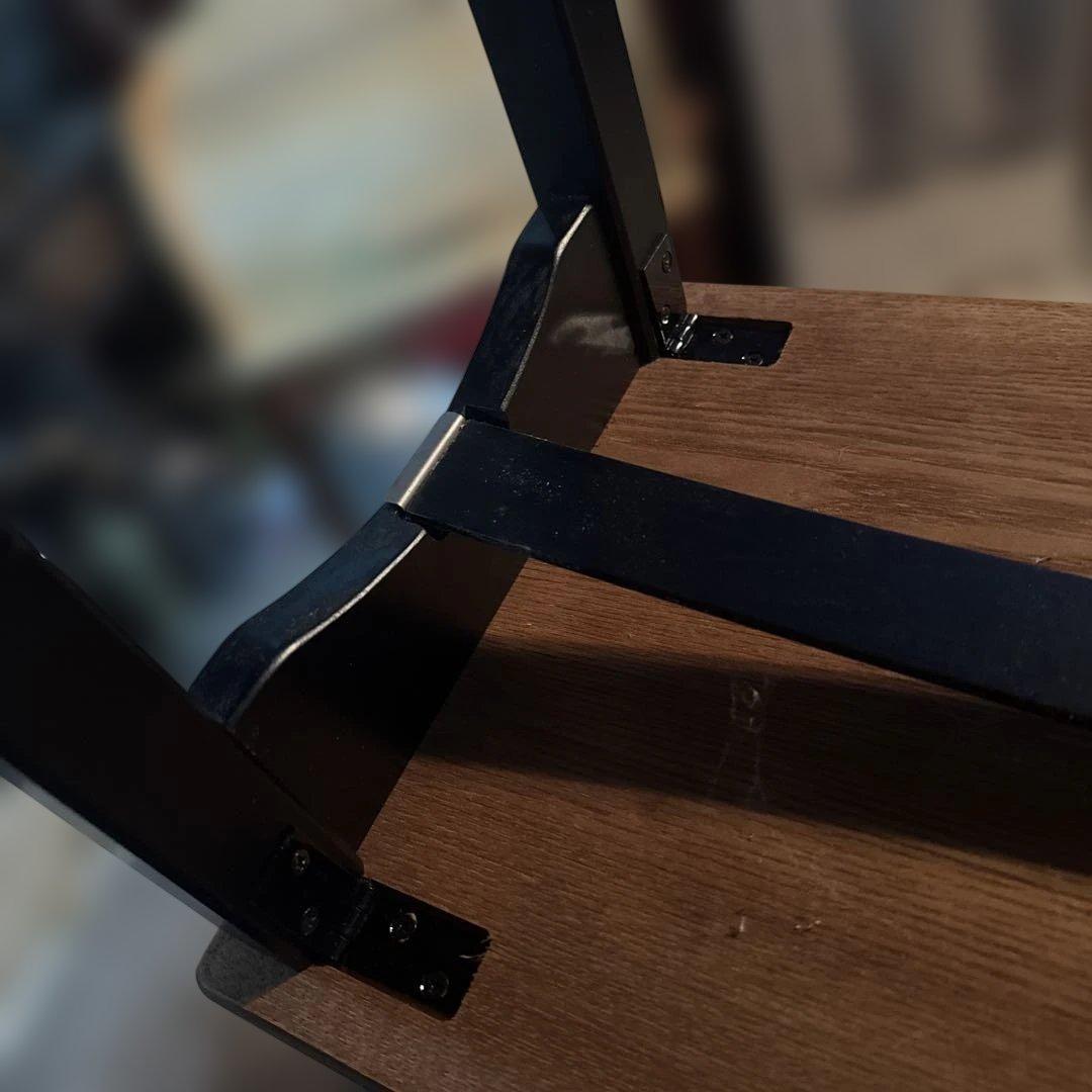 アンティーク　昭和レトロ　ブラウン木製長方形テーブル　折りたたみ