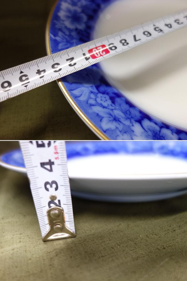 【中古】M▽東洋陶器 ボウル プレート 花絵 金彩 青染付 (37405)