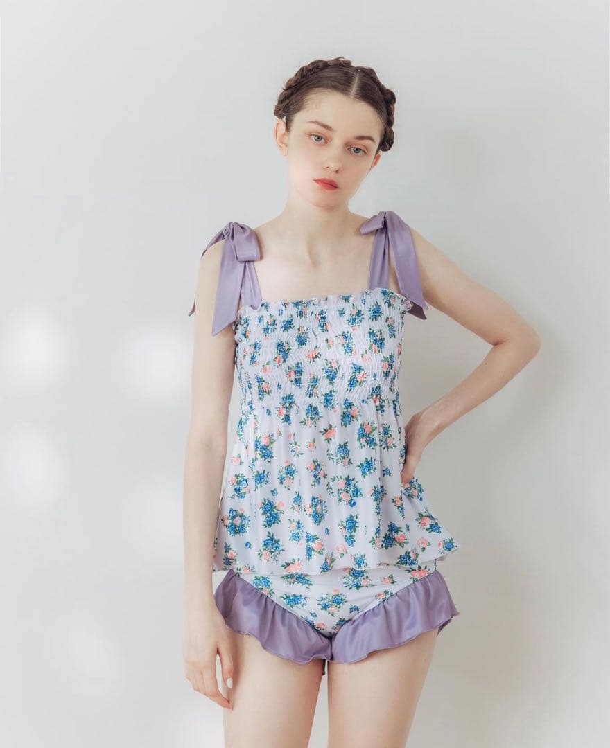 POPPY リボン水着　あさぎーにょ　ショルダーリボン シャーリングビキニ