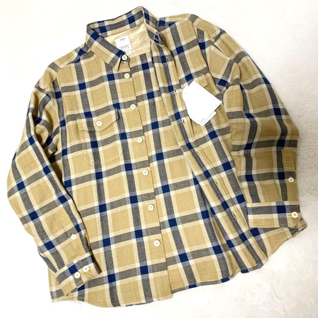 visvim LUMBER L/S リネン×ウール チェックシャツ ベージュ 2