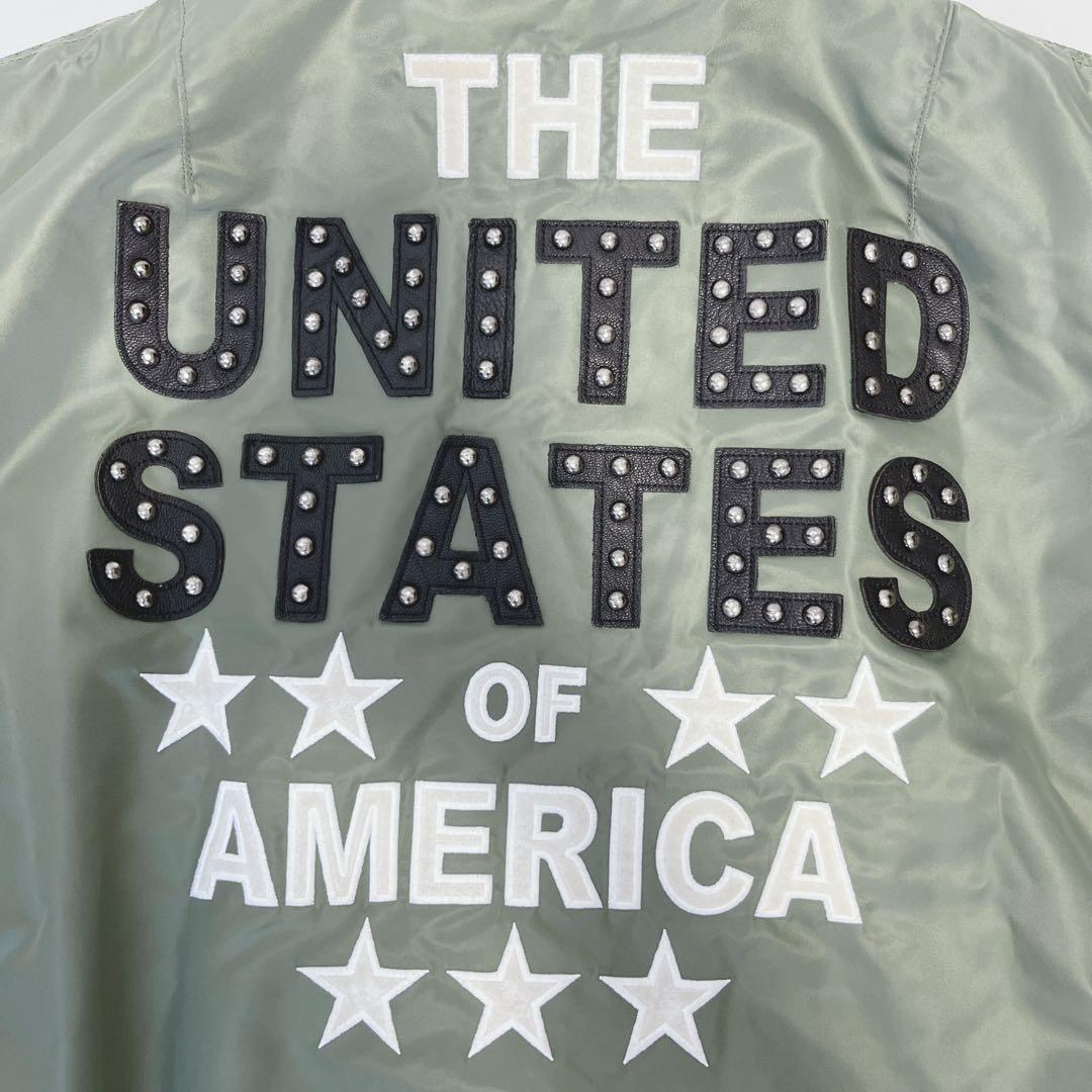 美品✨AVIREX リバーシブルMA-1 ロゴ スタッズ 星条旗 L カーキ