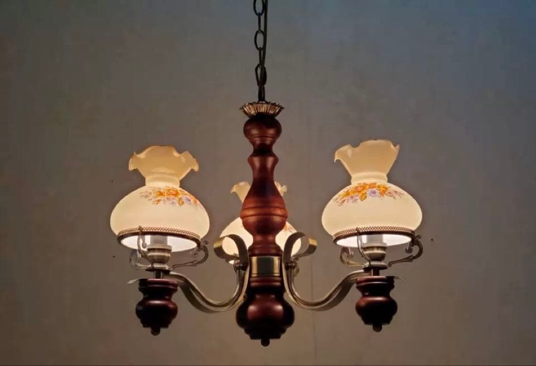 花柄3灯シャンデリア