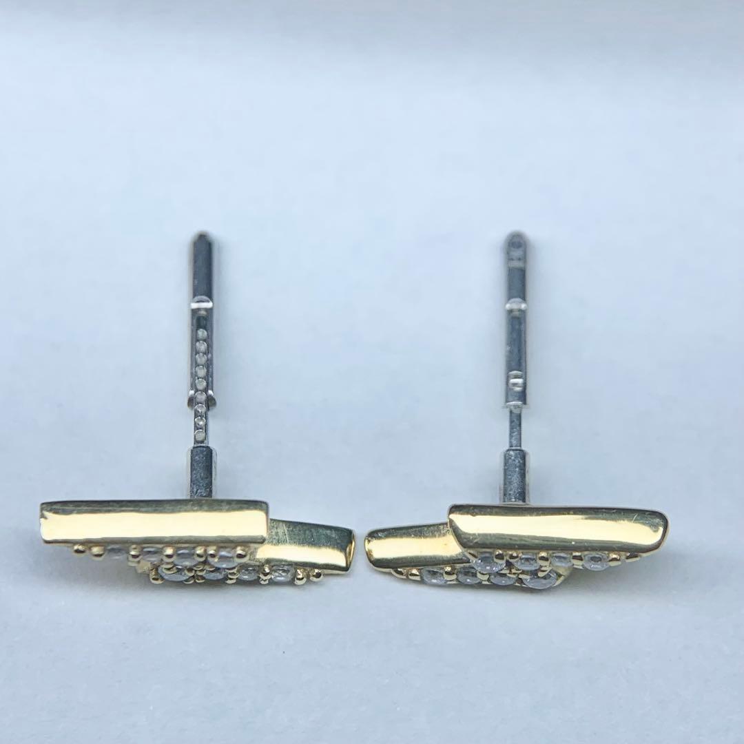 未使用級 Baqlessピアス サンダーボルト ジルコニア シルバー925 缶付