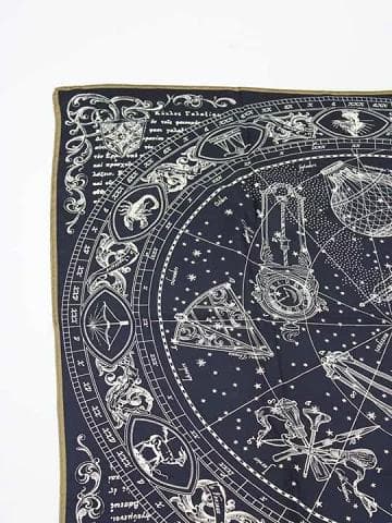 manipuri マニプリ /シルクスカーフ/天界図 /ネービー/88x88