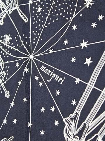 manipuri マニプリ /シルクスカーフ/天界図 /ネービー/88x88