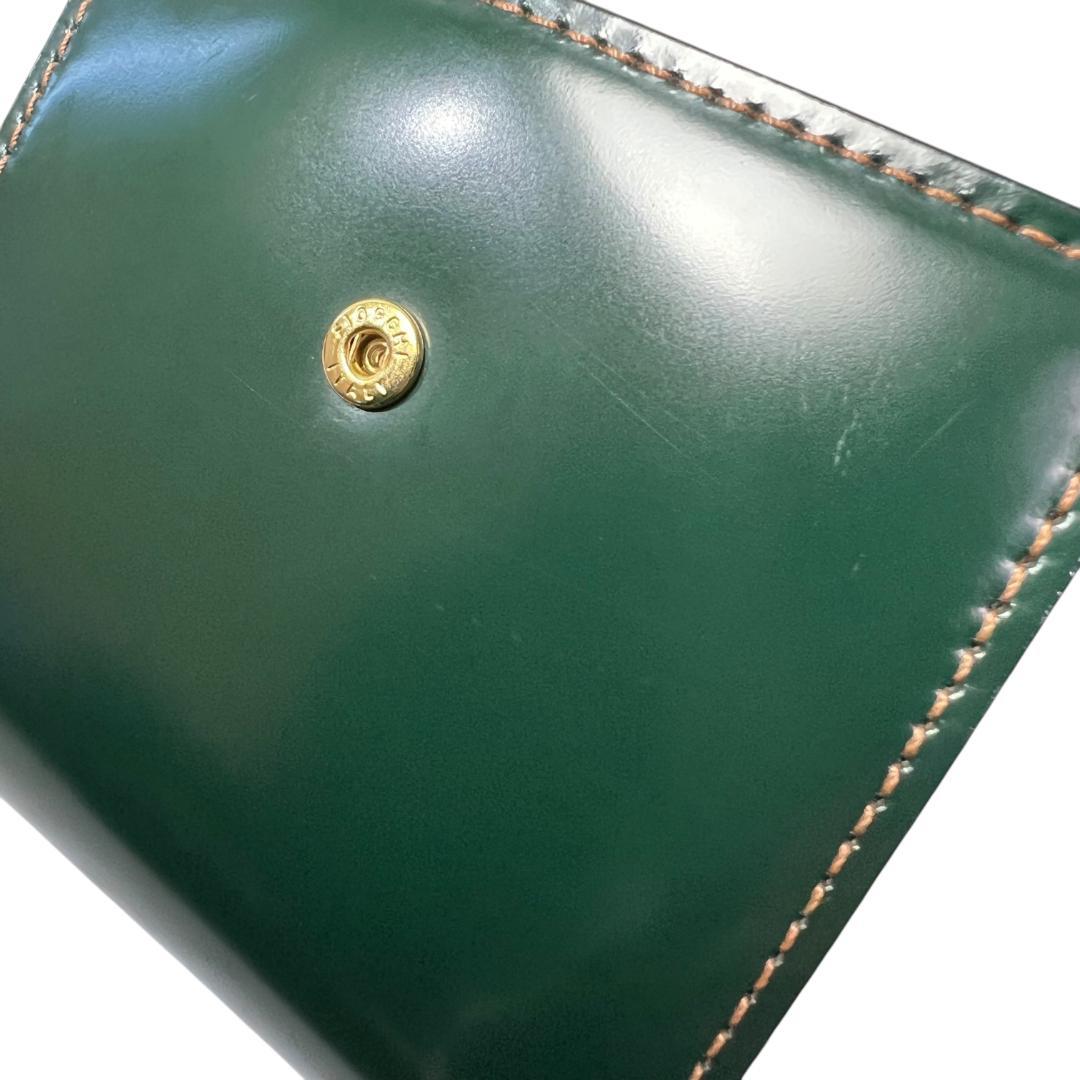 大峽製鞄OHBA コードバン 二つ折り財布 グリーン 緑 ナチュラル　大峡OA1