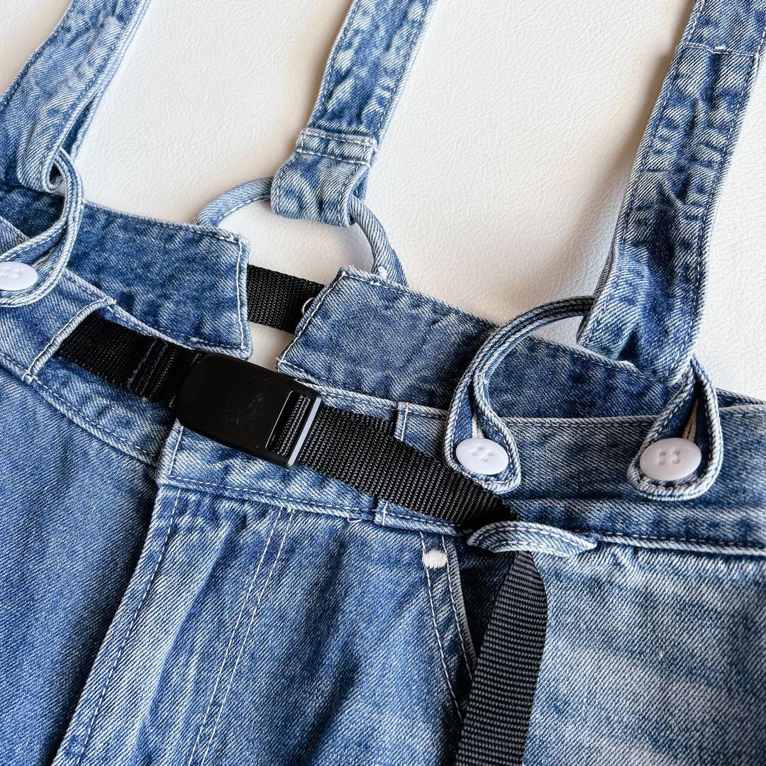RNA ⿻ サスペンダー ワークパンツ デニム カジュアル ルーズ ベルト付き