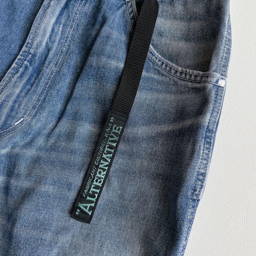 RNA ⿻ サスペンダー ワークパンツ デニム カジュアル ルーズ ベルト付き