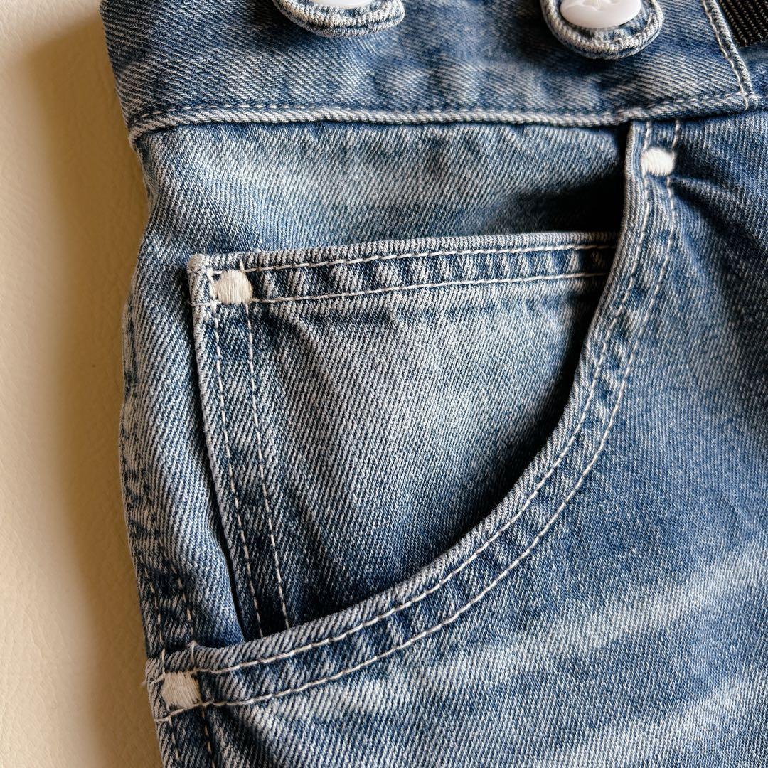 RNA ⿻ サスペンダー ワークパンツ デニム カジュアル ルーズ ベルト付き