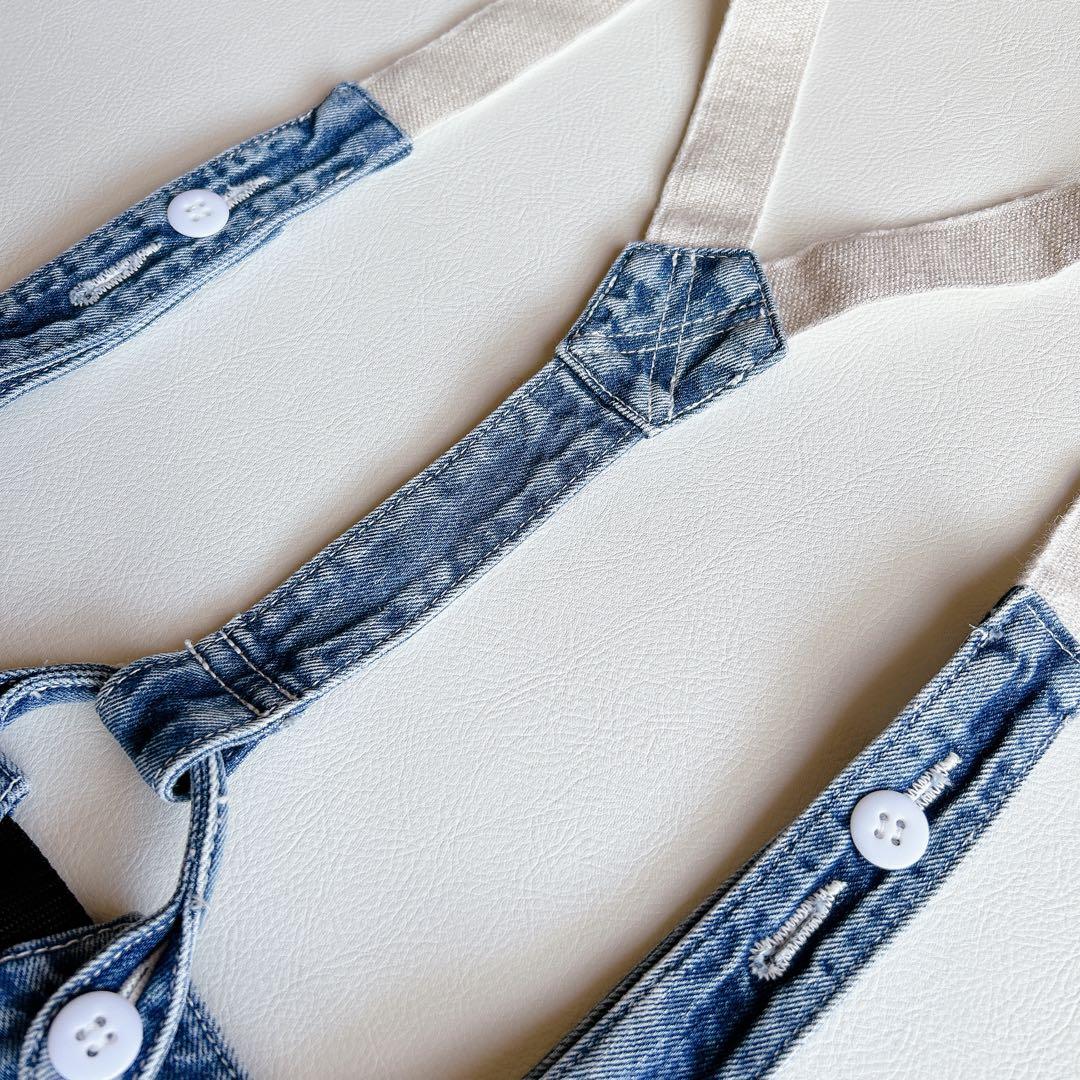 RNA ⿻ サスペンダー ワークパンツ デニム カジュアル ルーズ ベルト付き