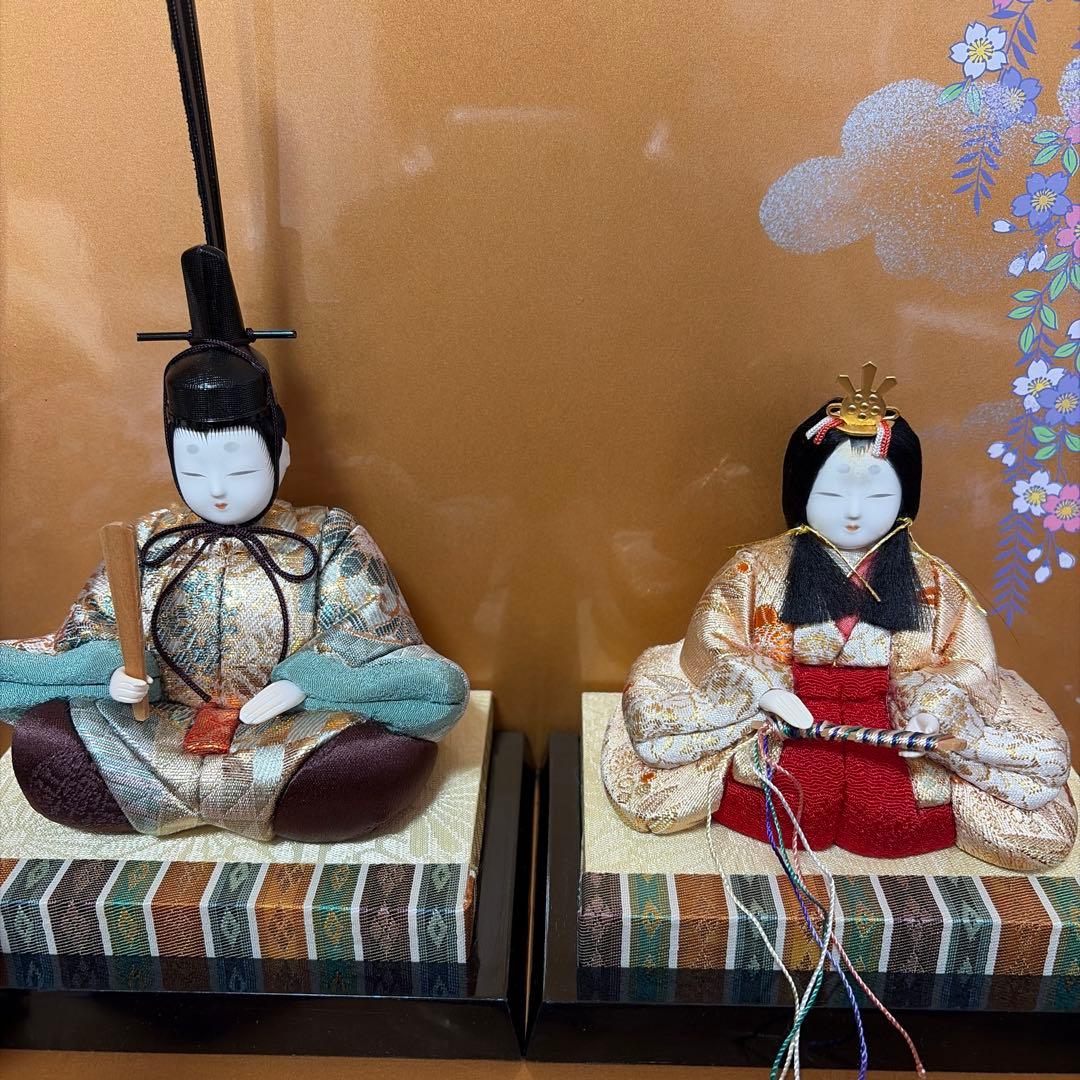雛人形 5体セット　台座屏風　羽はたき付き