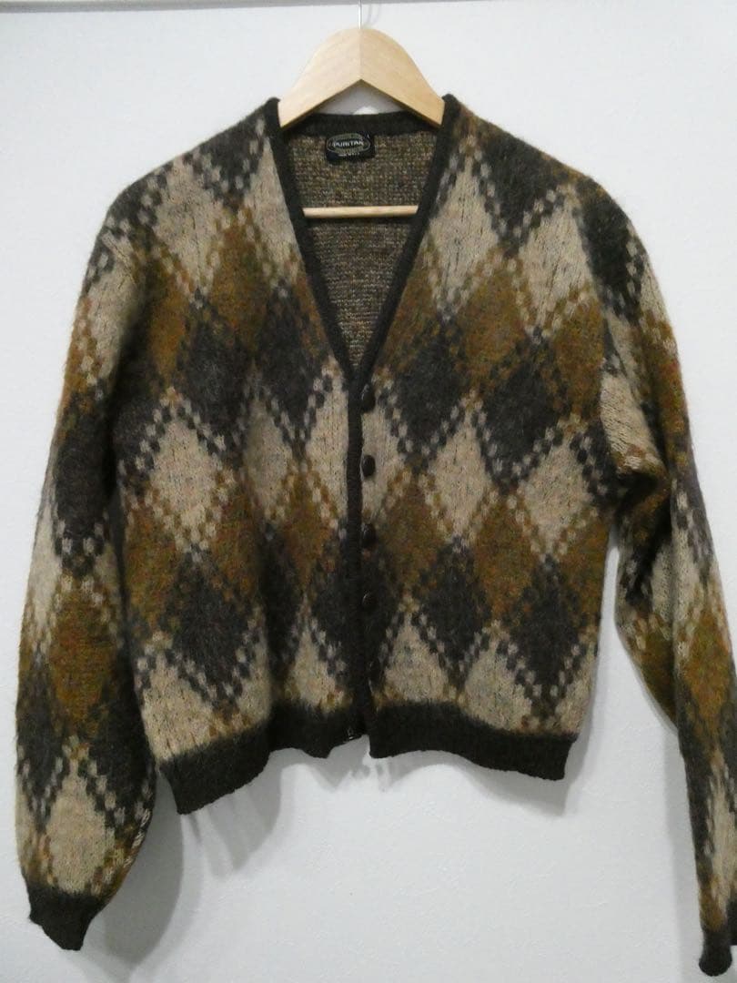 60s Puritan モヘアカーディガン　アーガイル柄