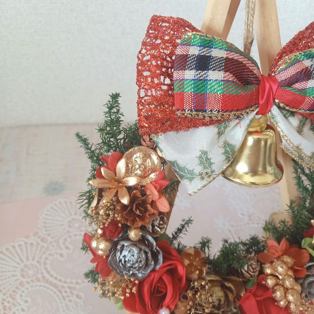 No153 でっかいリボンとリンリンベル♪キラキラクリスマスリース❅2024