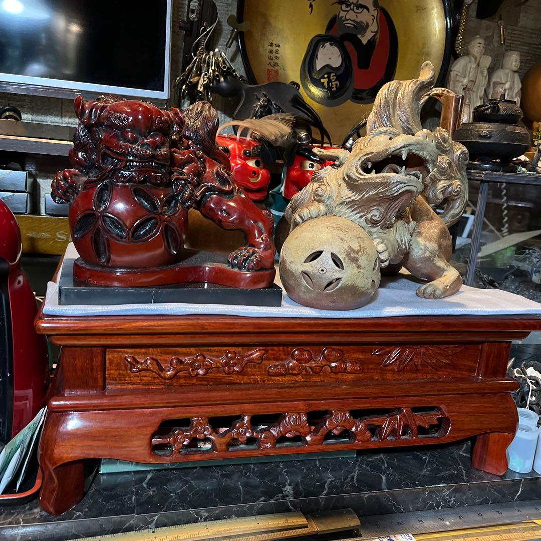 狛犬、備前焼狛犬、古備前獅子、獅子、35センチ狛犬、縁起置物、魔除け置物