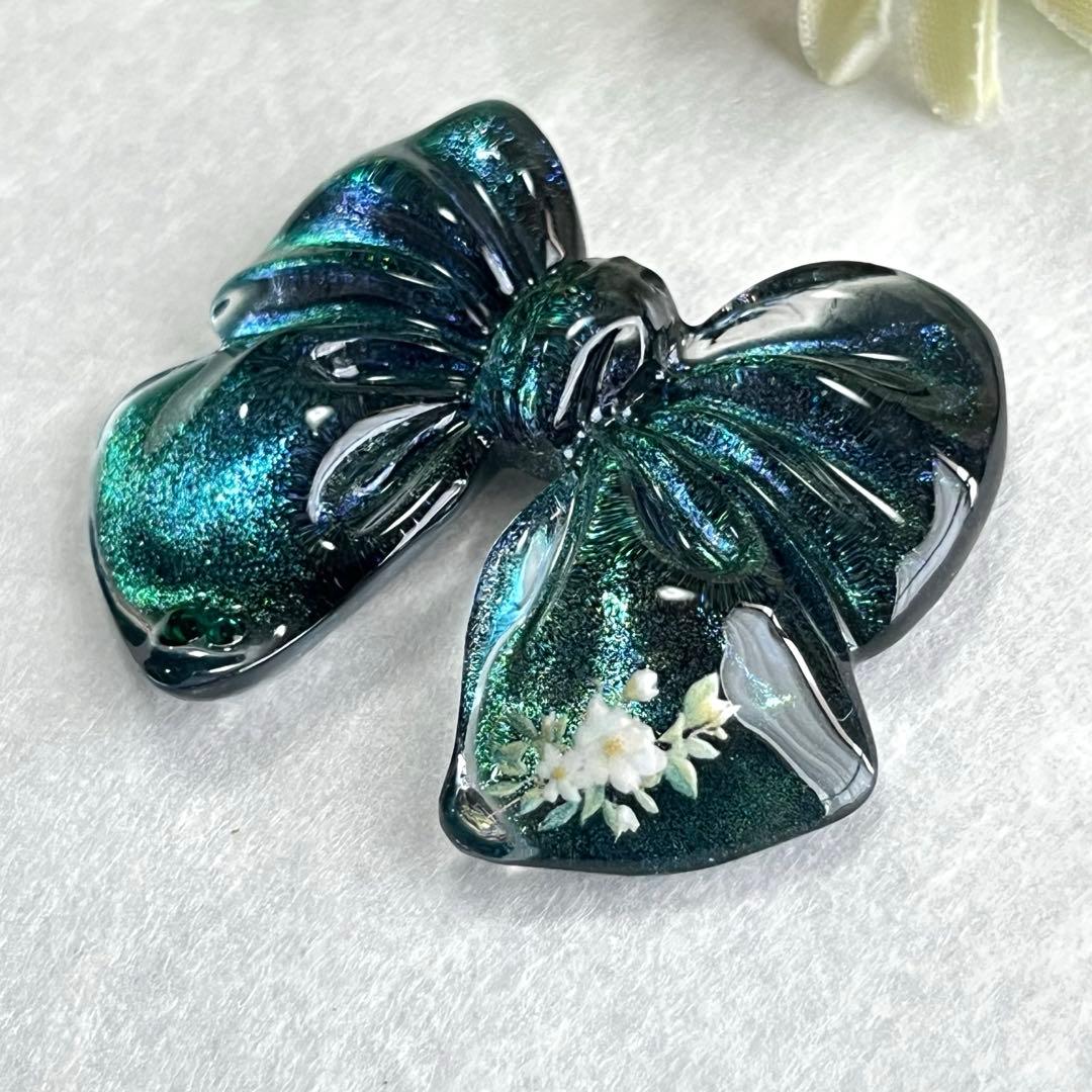 Ｎｏ．208 リボン型 レジン マーカー キーホルダー ペンダント