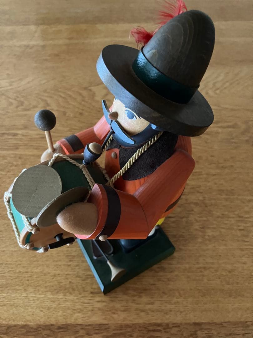 [レア]ドイツ　手作り木製オルゴール付きパイプ人形