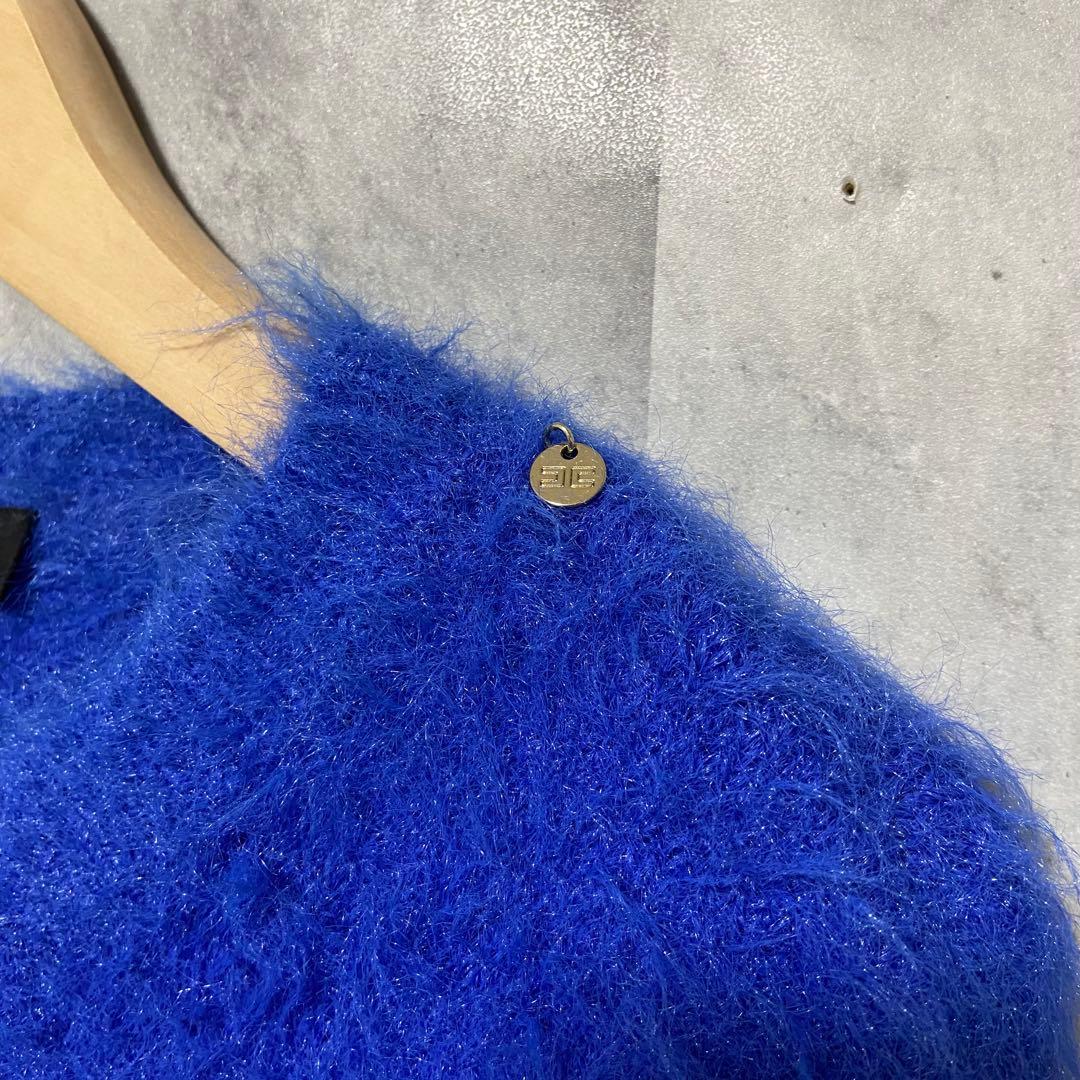 【ELISABETTA FRANCHI】シャギーニット サイズ40 ブルー 青