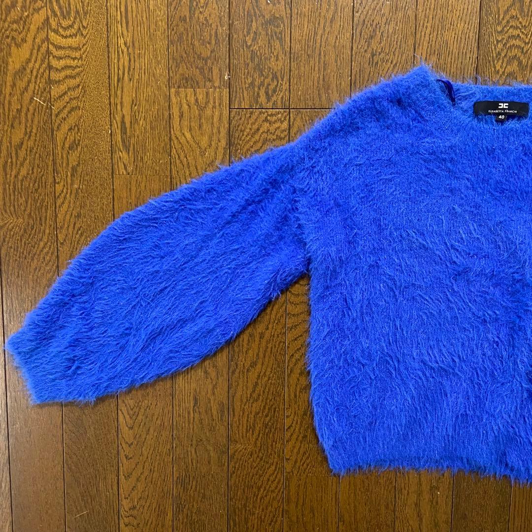 【ELISABETTA FRANCHI】シャギーニット サイズ40 ブルー 青