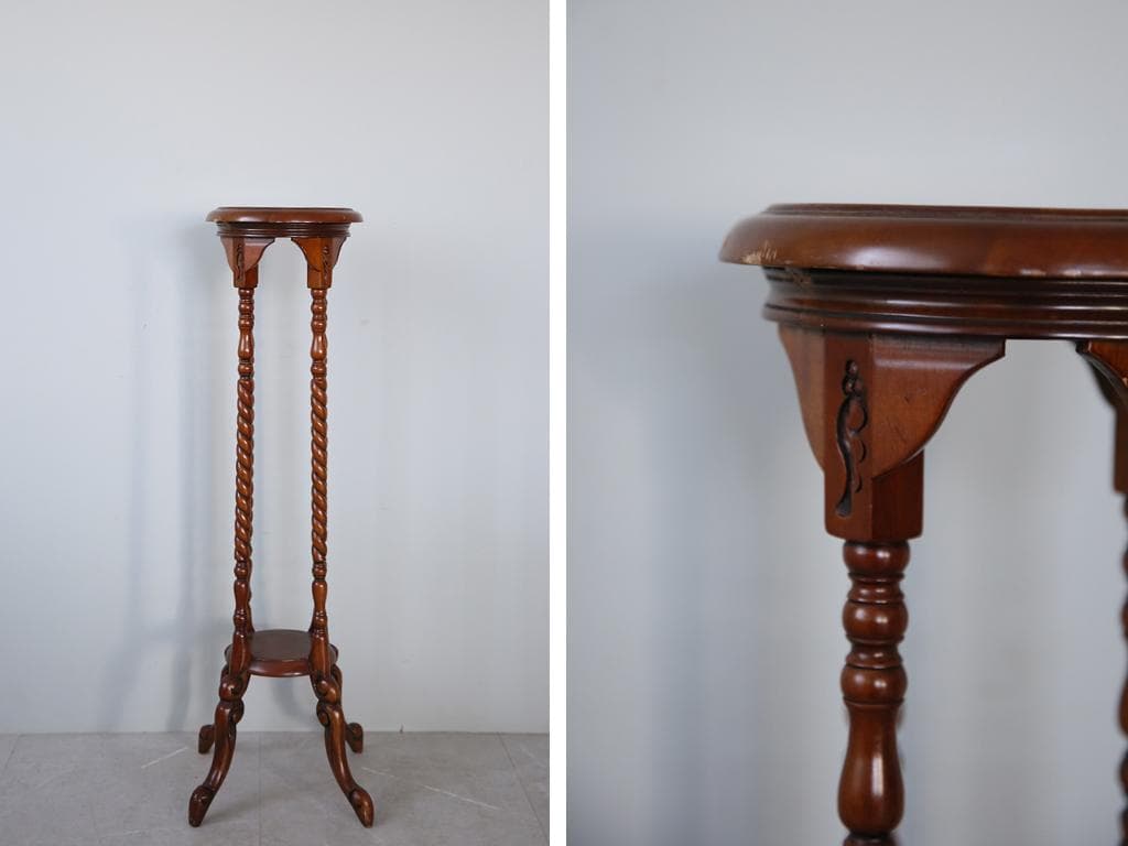 英国アンティーク木製フラワースタンド/花台/燭台/飾り棚テーブル(92-61)