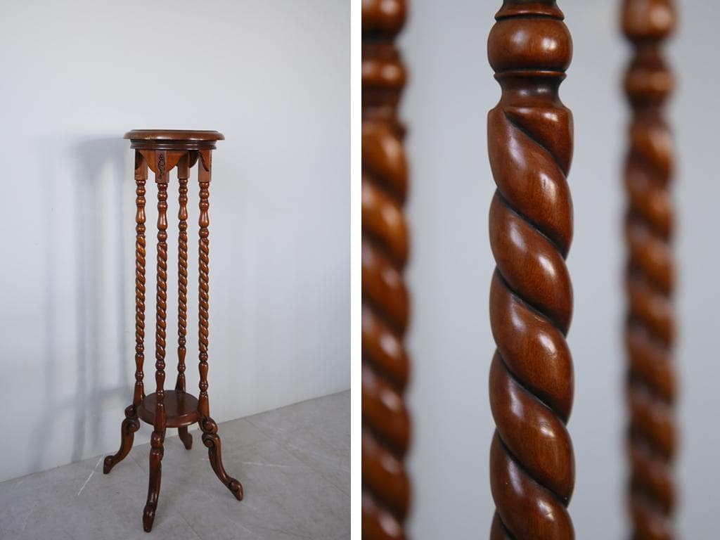 英国アンティーク木製フラワースタンド/花台/燭台/飾り棚テーブル(92-61)