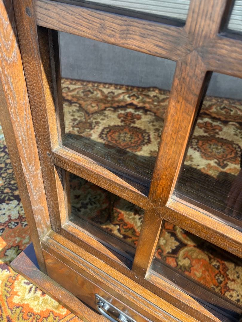 民芸 水屋箪笥 食器棚 和 格子ガラス 引き戸 古民家 昭和レトロ 飾り棚