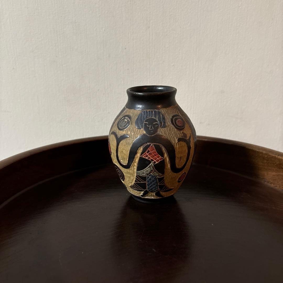 琉球　古典焼　小壺　④ 壺屋焼　やちむん　古民芸　アンティーク　骨董品検:李朝.