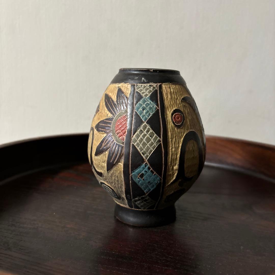 琉球　古典焼　小壺　④ 壺屋焼　やちむん　古民芸　アンティーク　骨董品検:李朝.