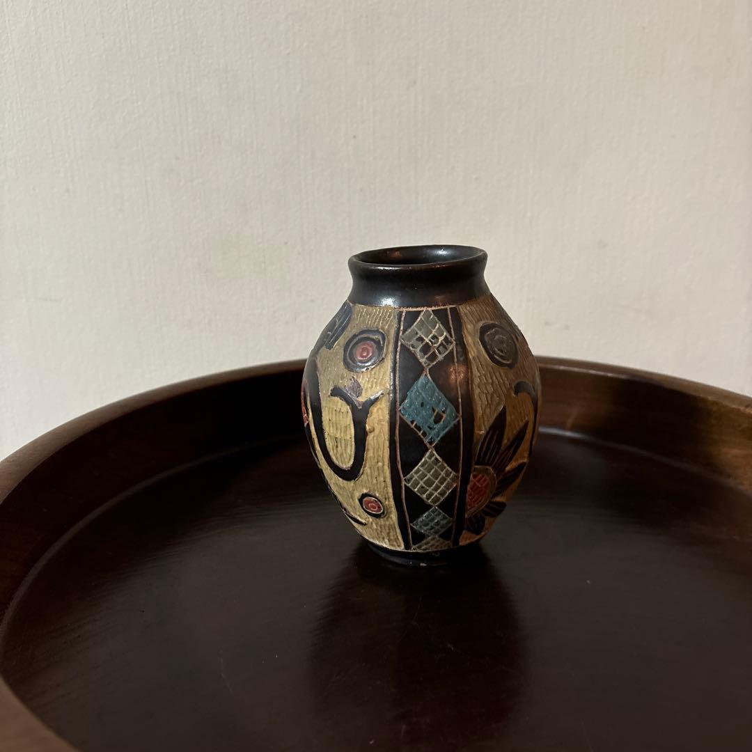 琉球　古典焼　小壺　④ 壺屋焼　やちむん　古民芸　アンティーク　骨董品検:李朝.