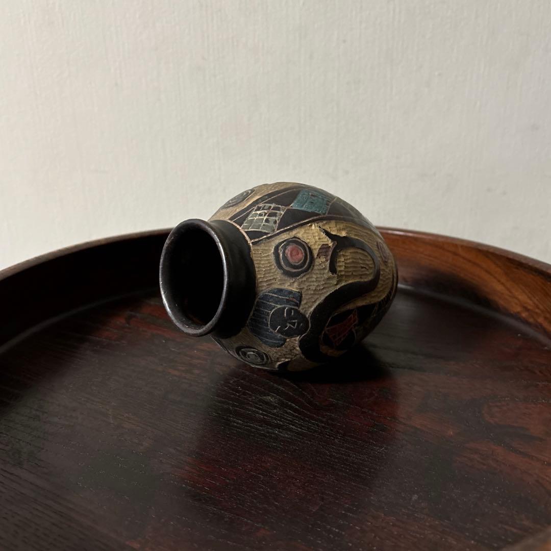 琉球　古典焼　小壺　④ 壺屋焼　やちむん　古民芸　アンティーク　骨董品検:李朝.