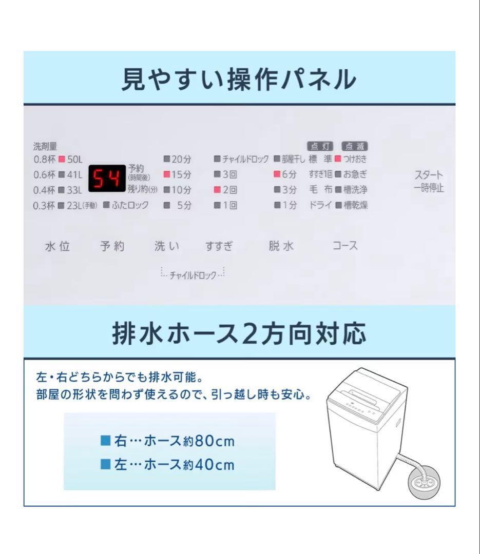 【たのメル便】アイリスオーヤマ　縦型洗濯機 ホワイト