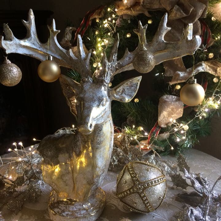 ホワイトゴールド トナカイ オブジェ