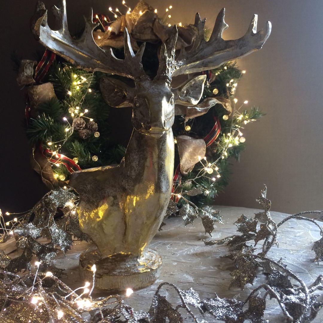 ホワイトゴールド トナカイ オブジェ