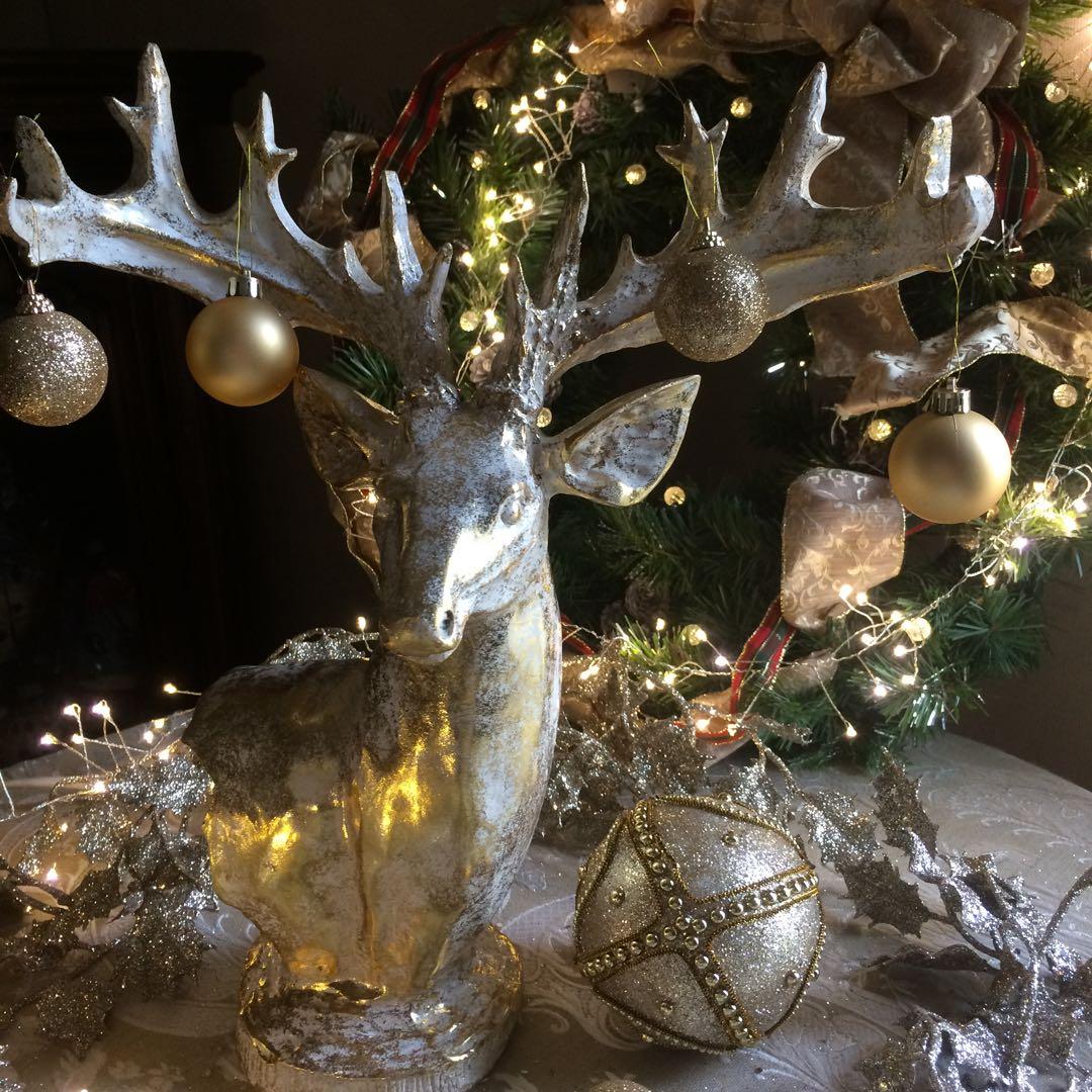 ホワイトゴールド トナカイ オブジェ