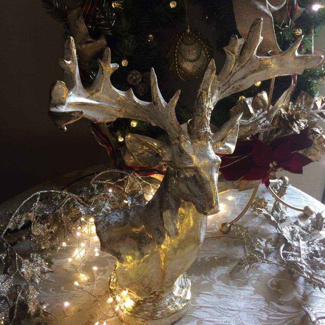 ホワイトゴールド トナカイ オブジェ