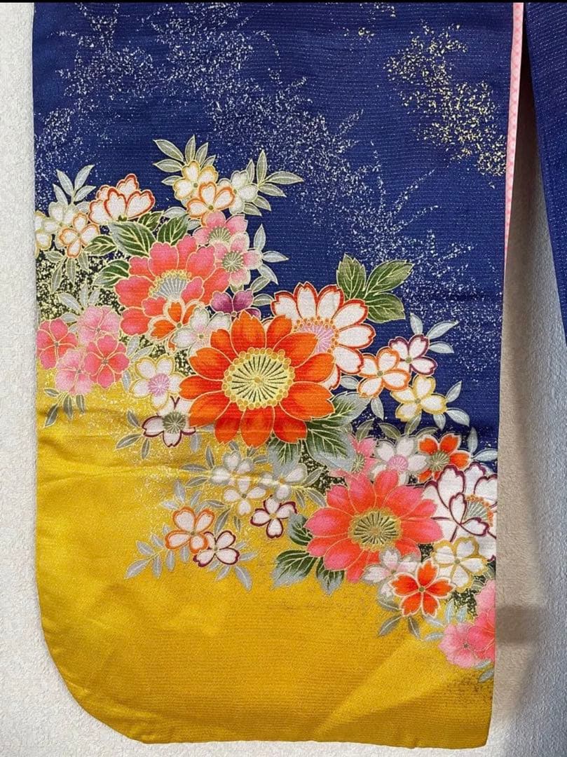 7歳　七五三　着物　結び帯　上げ帯　バッグ　草履　はこせこ　髪飾り　セット