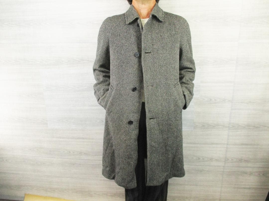 90s アクアスキュータム 英国製＜ウール ツイードコート＞M0413s