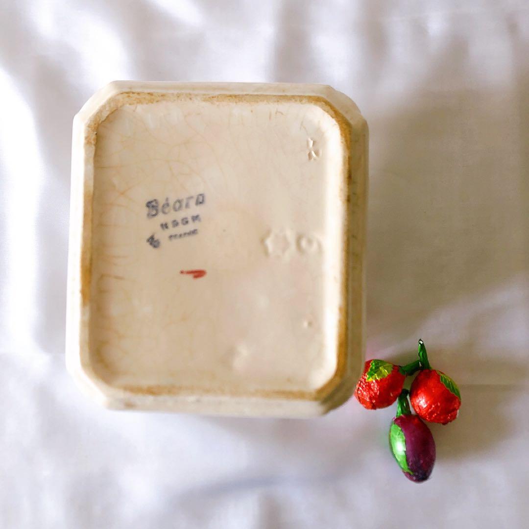 HBCM ベアン クレイユエモントロー バスク柄陶器キャニスタ アンティーク