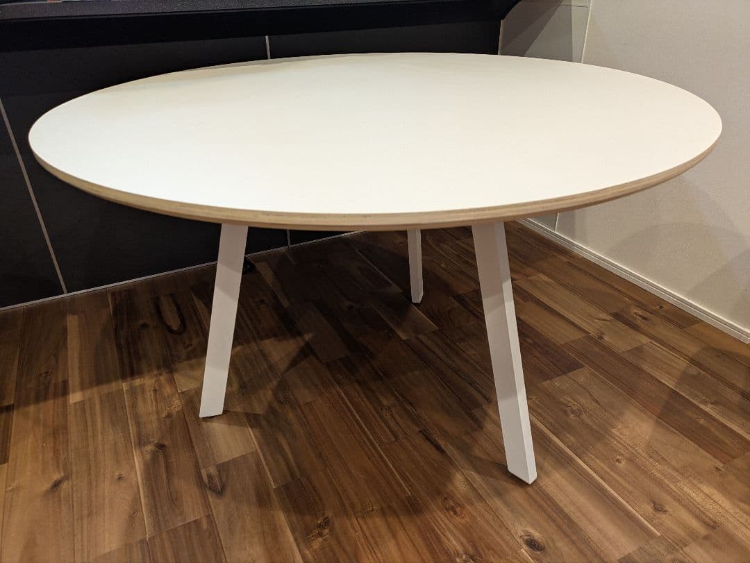 円形 ダイニングテーブル 115cm ラウンドテーブル 白 アイアン